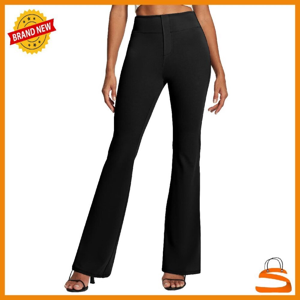 Stretchy Bootcut Work Pants High Waisted Pull On with Pockets